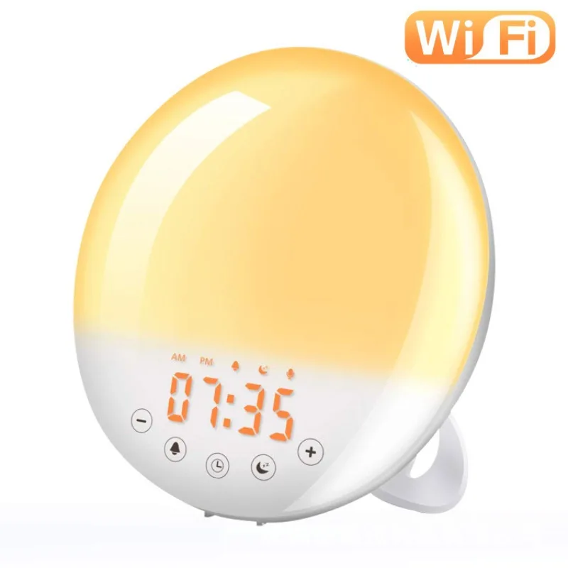 

Wifi Voice Control Smart Wake-up Light Alarm Clock Sunrise Natural Wake-up Light Sleep Atmosphere Light Sound and Light Integrat