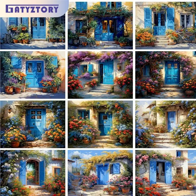 

GATYZTORY Painting By Numbers Hand Drawn Style Landscape Adult Oil Kit DIY Acrylic Paint Canva Artwork Canva Art Gift Home Decor