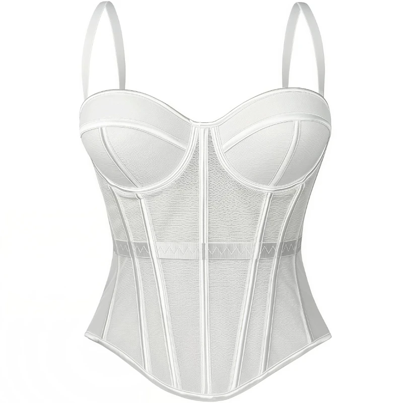 Women Boning Corset Bustier Cami Top Padded Bodycon Slim Fit Sleeveless Street Club Party Casual Tank Top Adjustable Tightness
