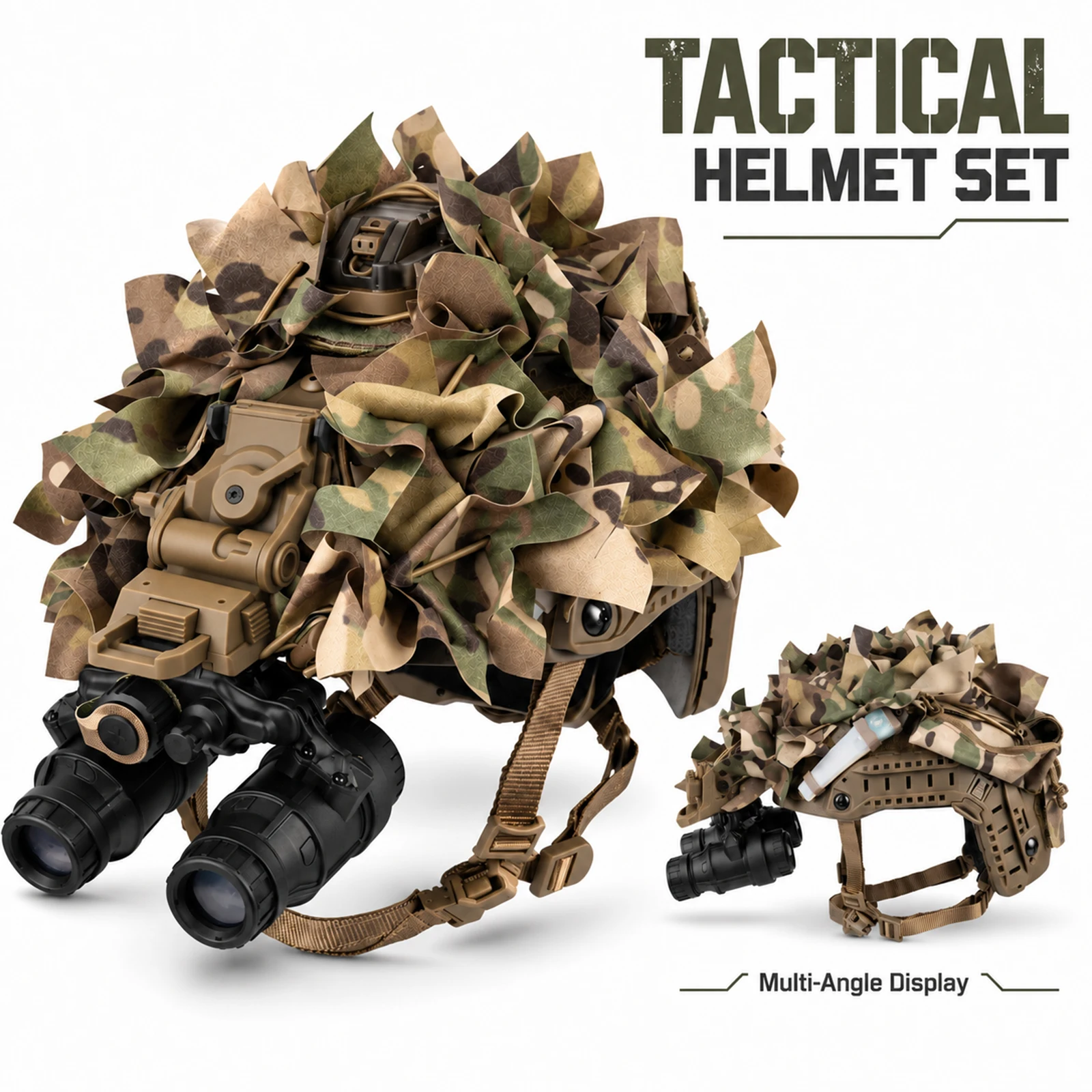 Tactical Helmet Set with Camouflage Helmet Cover NVG Dummy Model,L4G24 Mount Helmet Light Signal for Airsoft Paintball Hunting