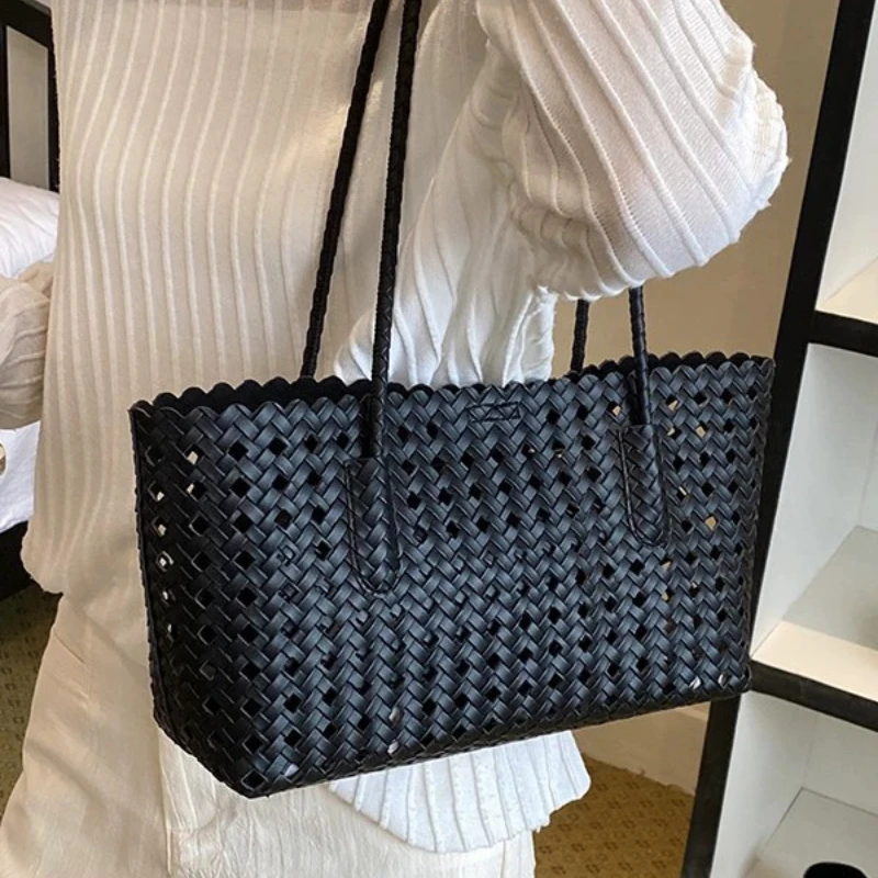 Weave Hollow Out Shoulder Bags for Women 2026 Summer Luxury Designer Hand Bag Females Beach Bags Handbags and Purses