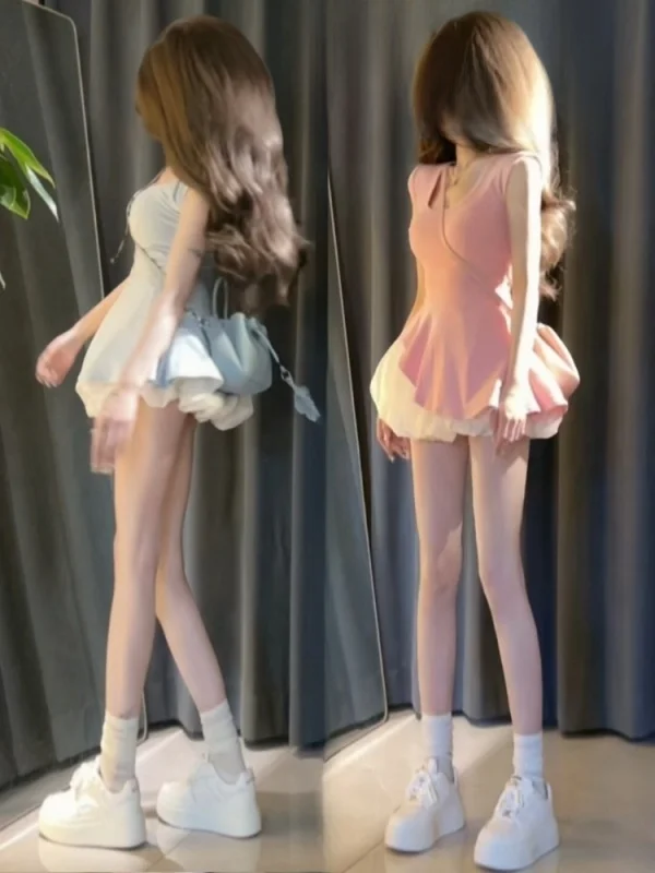 

Летний нежный ветер Faion Spicy Girl OOTD, одинаковый комплект 2025, новый топ с разрезом на талии, юбка с цветочным бутоном, комплект из двух предметов