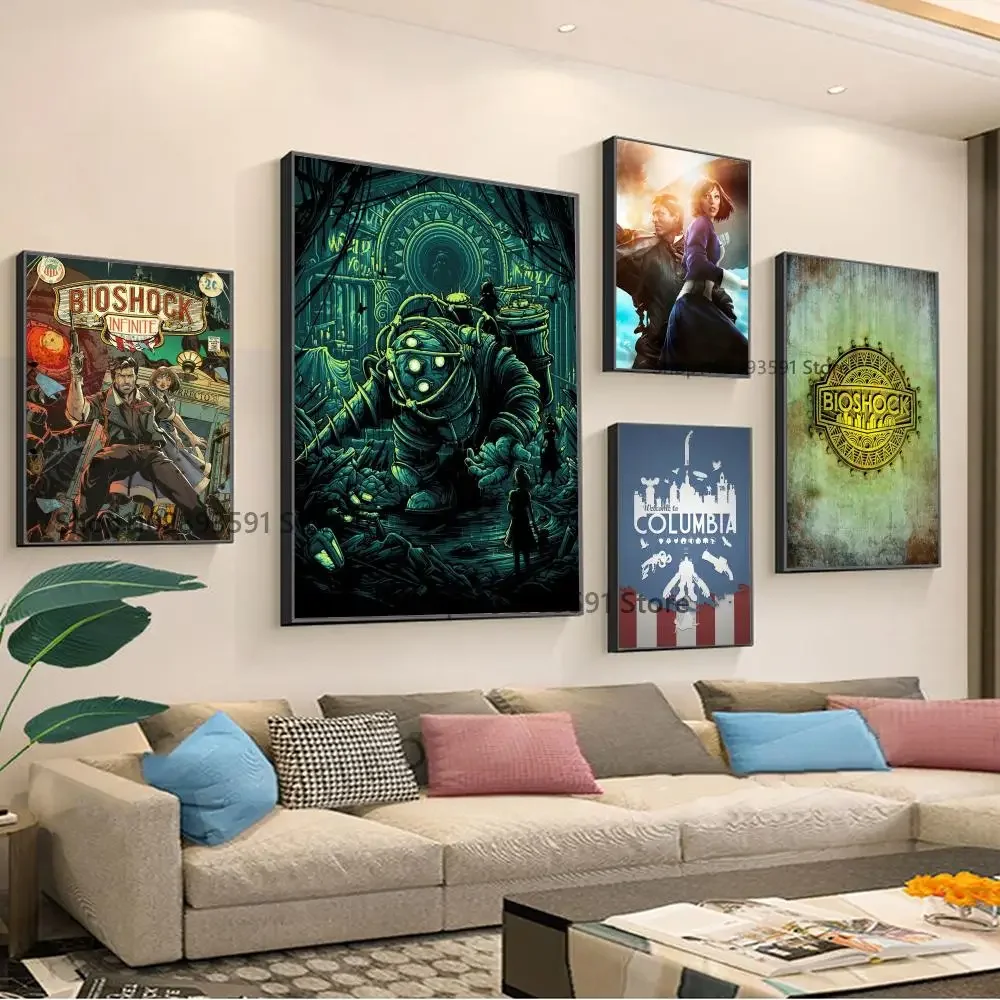 1pc Videospiel Bioshock Entrückung Poster Papier drucken Home Schlafzimmer Eingang Bar Cafe Kunst