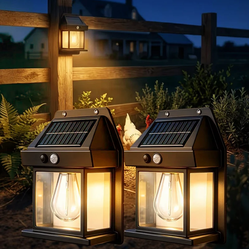 Solar Wall Lanterns Outdoor with 3 Modes Motion Sensor LED Sconce Lights Wall Mount Patio Fence Garage Decorative