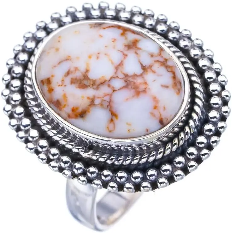 

Кольцо Hesy из стерлингового серебра 925 пробы ручной работы из натурального пенуса и яшмы Q 3/4 F3088