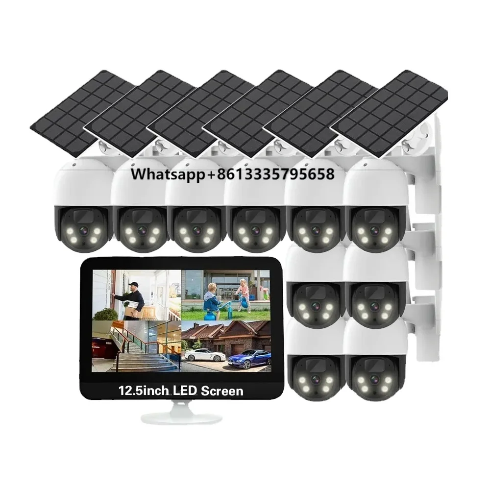 

10CH 4MP WIFI Solar PTZ IP 12.5" NVR Kit Auto Tracking Wireless Home CCTV Video Surveillance System