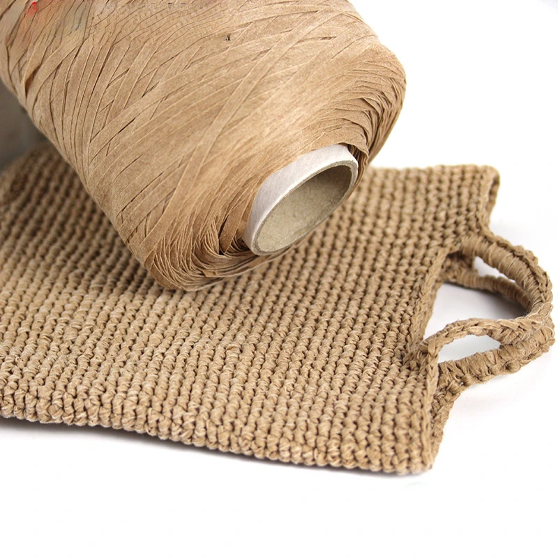 

200Meter Organic Raffia Paper Yarn Crochet Brown Ribbon Knit Sun Hat Bag Craft DIY Decoration Wrap Packing Rope