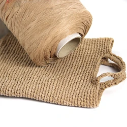 200Meter Organic Raffia Paper Yarn Crochet Brown Ribbon Knit Sun Hat Bag Craft DIY Decoration Wrap Packing Rope