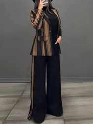 Autumn Winter Women Wide Leg Pants Matching Sets, 2024 Long Sleeve Single Button Fashion Outfit, Cardigan Top Chic Ladies Suits