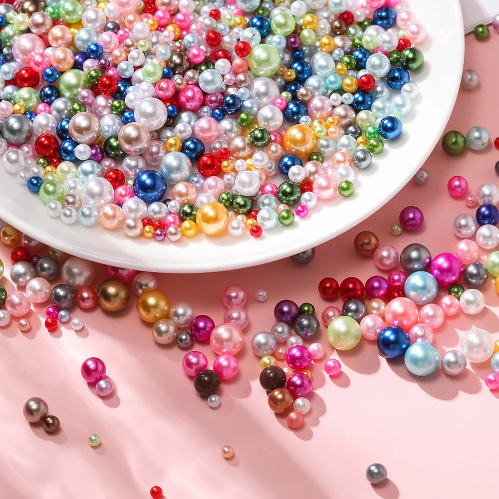 

New Symphony Non-porous Imitation Pearl Round Beads Mixed Size Loose Beads Handmade Diy Macaron Color Creative Filling Box