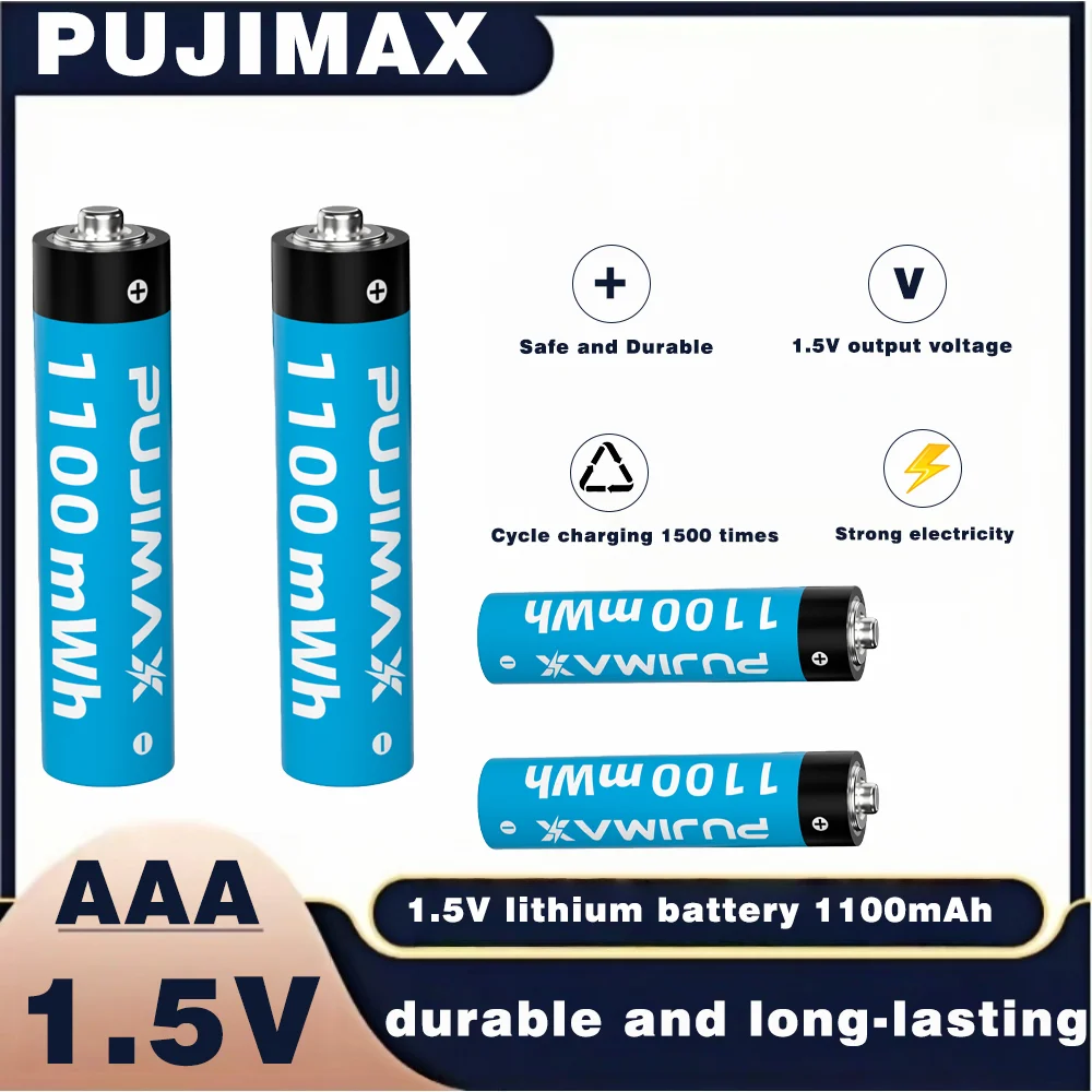 4-20PCS PUJIMAX New AAA 1.5V Rechargeable Battery 1100mWh Lithium Battery Suitable for Remote Control Electronic Scale Toys