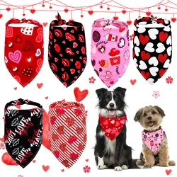 10PCS New Valentine's Day Pe Bandana Lips Love Saliva Towel Dog Triangle Towel Wedding and Festival Pet Puppy  Accessories