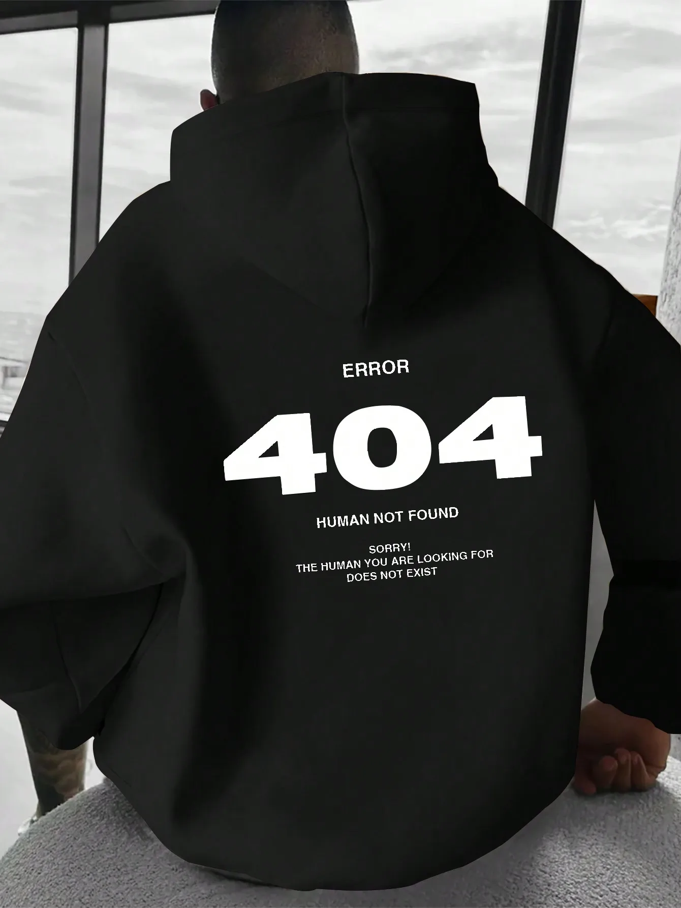 ERROR 404 HUMAN NOT FOUND Men Women Hoodie Pullover Outdoor Street Casual Sport Hip-Hop Autumn/Winter Long-Sleeve Sweatshirt Top