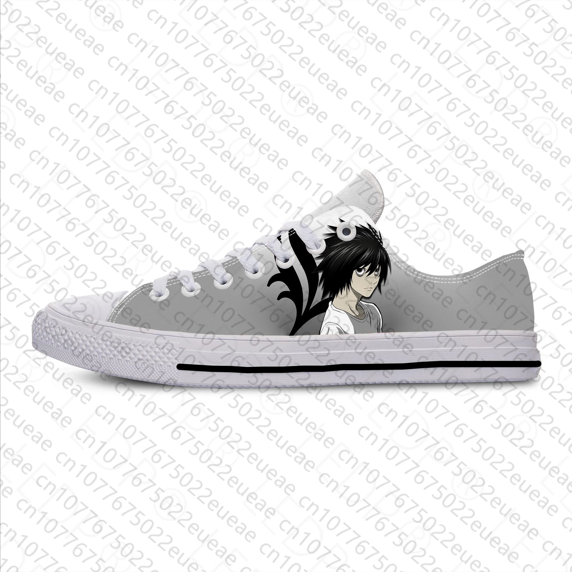 Japanese Anime Manga Death Note Cartoon L Lawliet Casual Cloth Shoes Low Top Breathable Lightweight 3D Print Men Women Sneakers