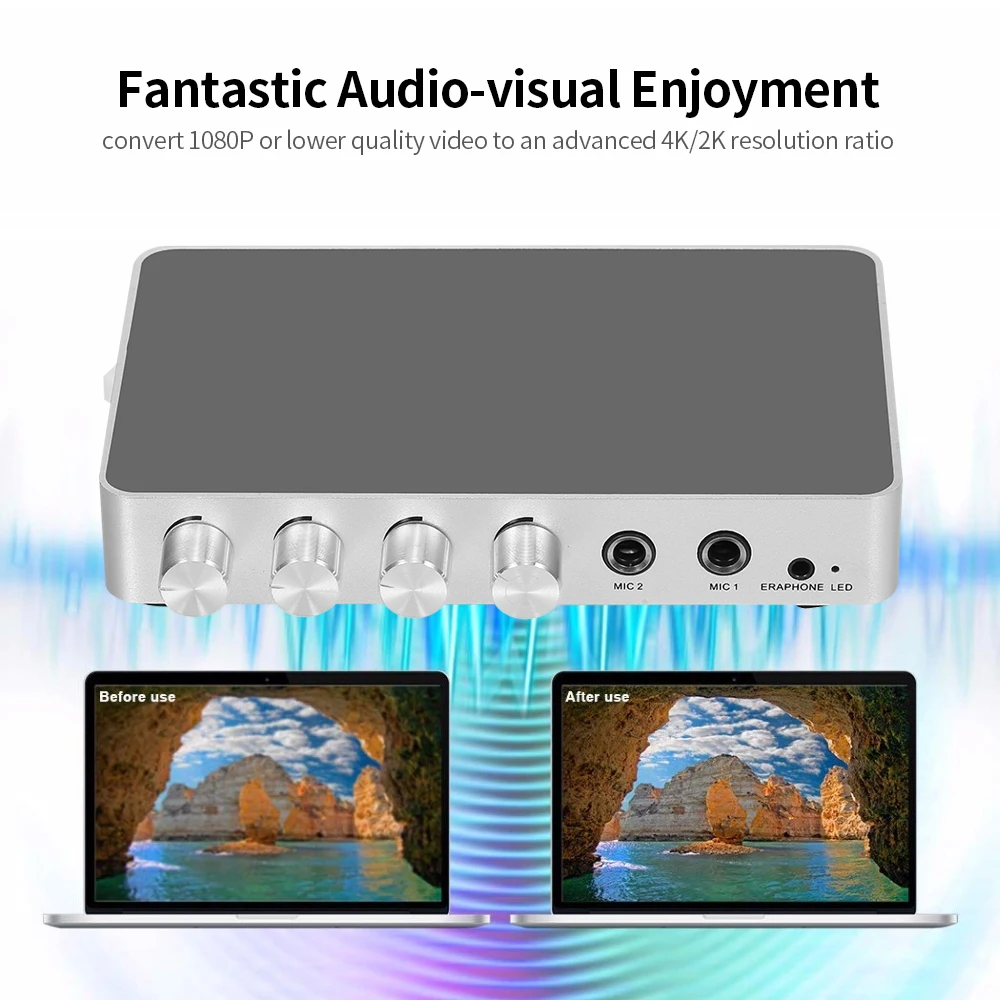 Karaoke Sound Mixer Portable Digital Stereo Audio System High Integration Chip Low Power Microphone 4K/2K HD Karaoke Amplifier