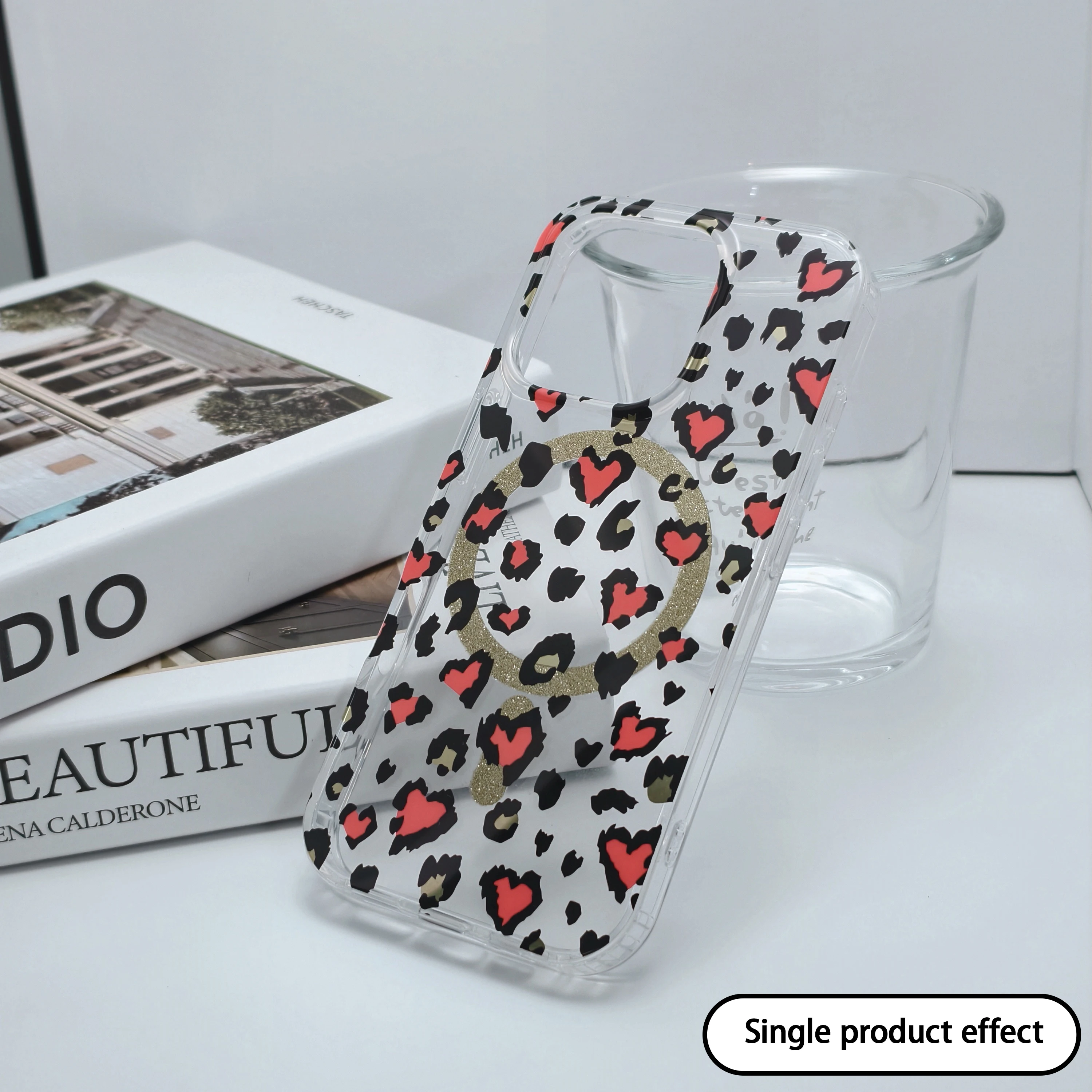 El estampado de leopardo sexy de lujo es adecuado para la funda protectora magnética iphone 17 pro max 17 Air resistente al agua y a prueba de golpes. pc+tpu