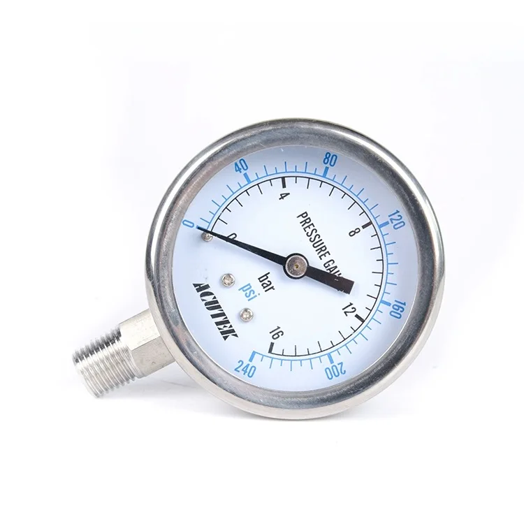 Y60BF 16bar PT1/4 Stainless Steel 316L Case Glycerine Filled Steam Boiler Manometer Pressure Gauge