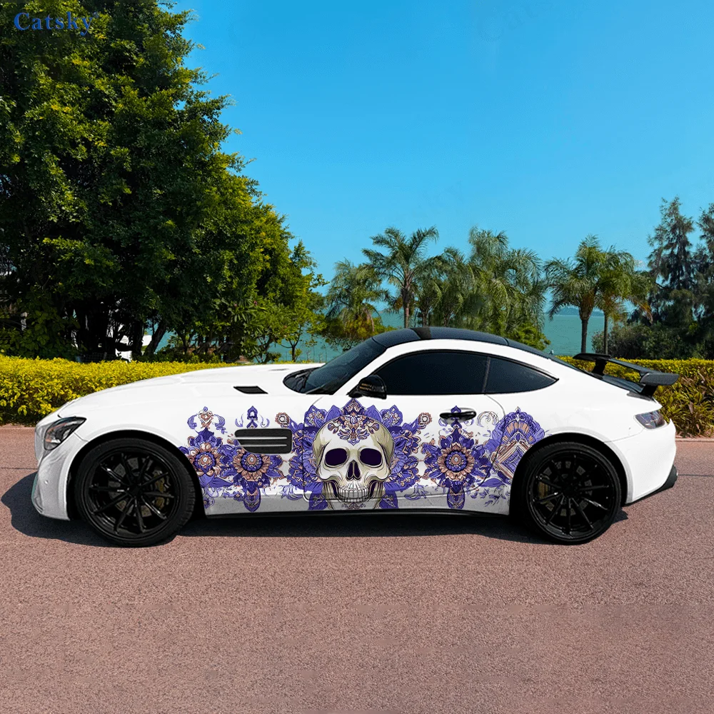 

Skull Gorgeous Patterns Car Vinyl Wraps Decal Self-adhesive PVC Sticker Suitable for Trucks SUV Decoration Auto Accessories Gift