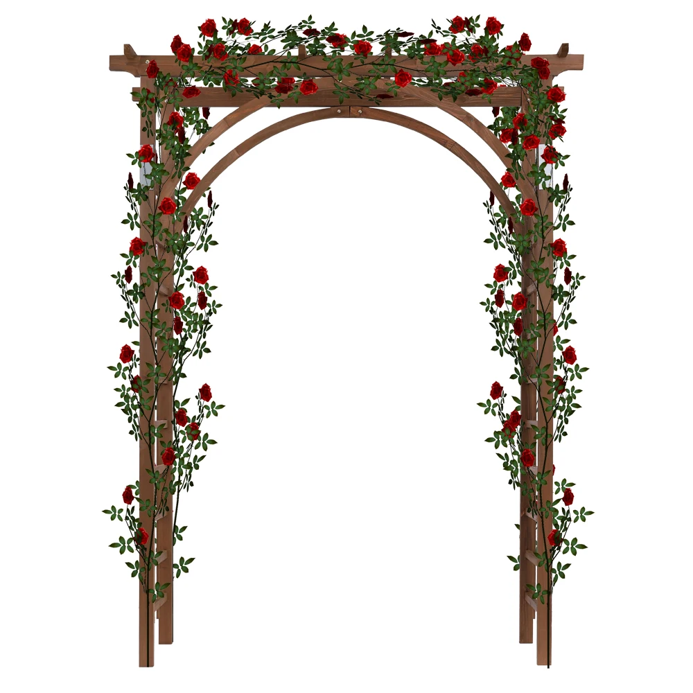 

Fir Garden Arch Beautiful And Practical Plant Climbing Frame Flat Top 160x60x215CM Dark Brown[US-Stock]