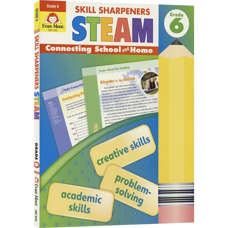 Evan-Moor Skill Sharpeners: STEAM, Grade 6,aged 9 10 11 12, English book 9781645140856