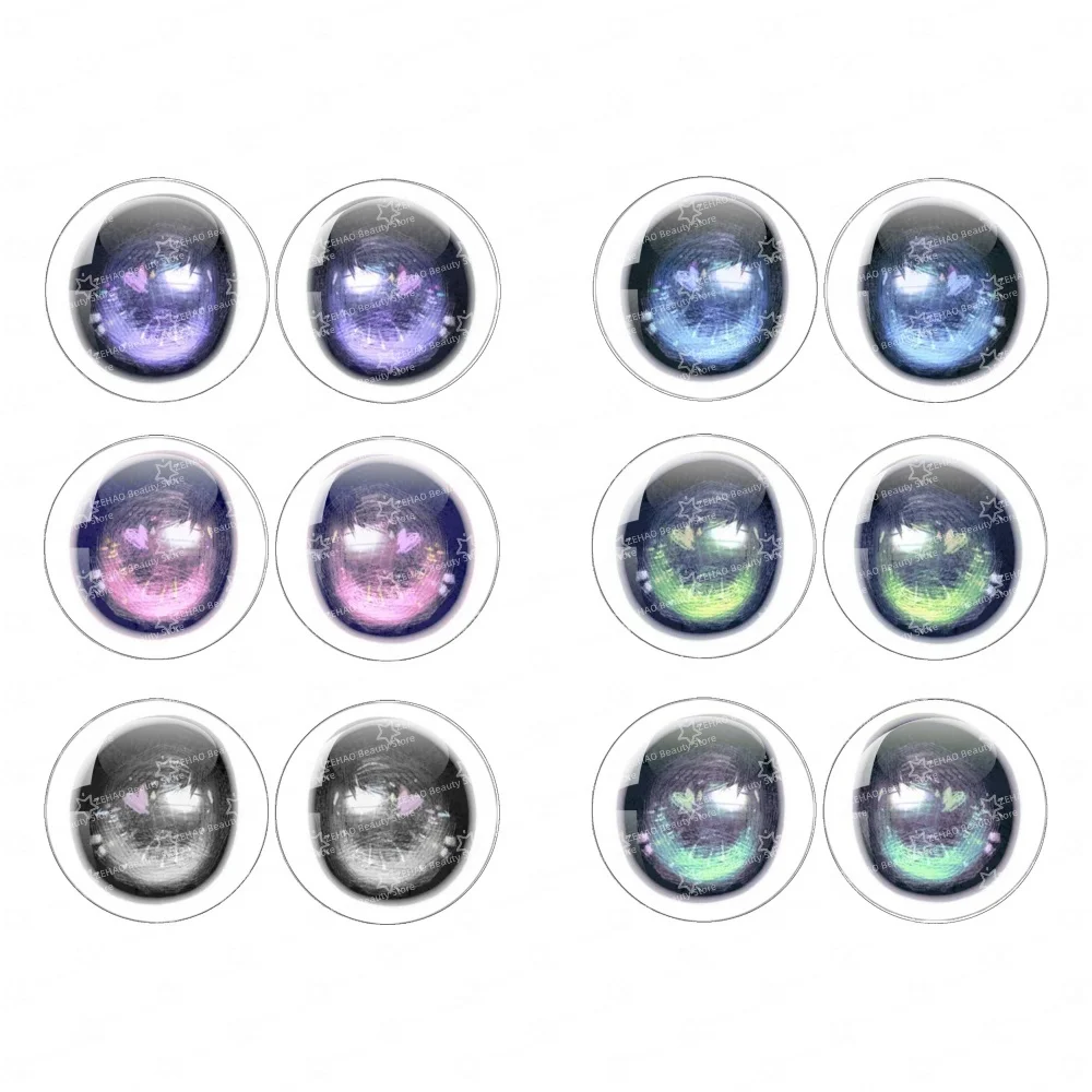 Hot Sales 12pcs Eyes 10MM-40MM Round Blyth BJD Doll Glass Eye Chips Cabochon Handmade Drop Glue Eye Pupil Girl Toy DIY JD008