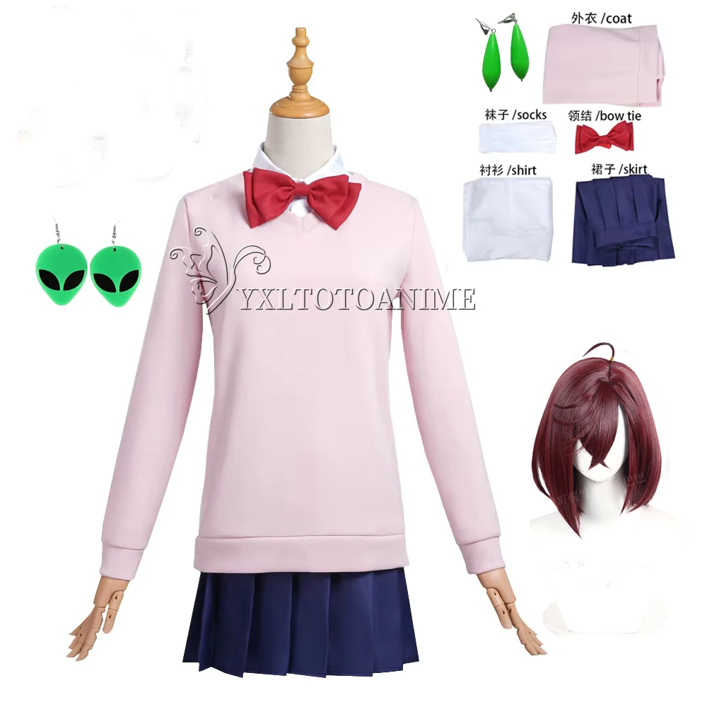 Momo Ayase Cosplay Kostuum Pruik Anime Dandadan Jurk Rok Schooluniform Oorbellen Choker Halloween Party voor Meisjes Vrouwen