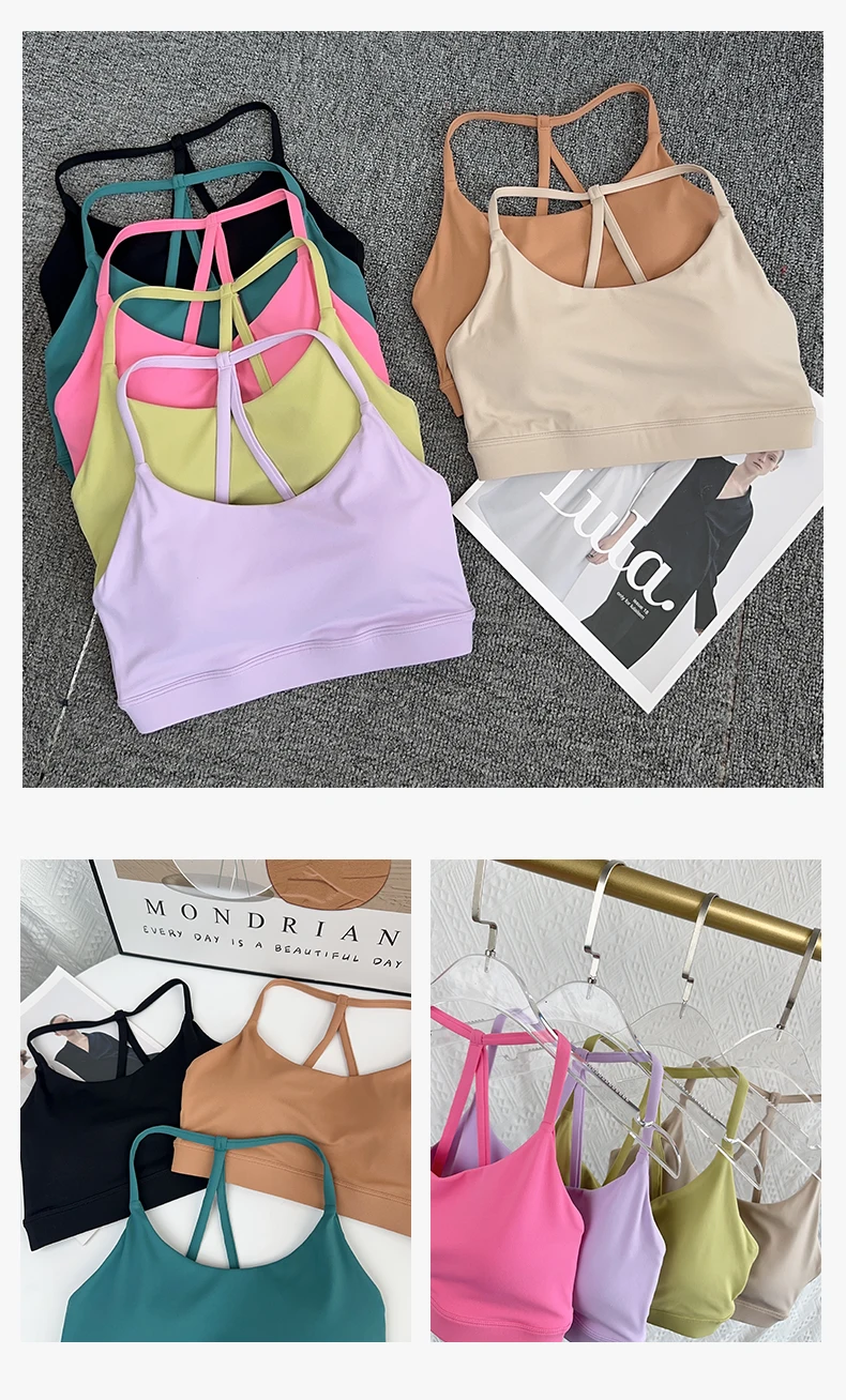 Sommer Damen Fitness Sport Weste Hochintensives Triangel-Design Schöner Rücken Stoßfest Atmungsaktiv Pilates Lauf- und Freizeit-Tanktop – Detail 9