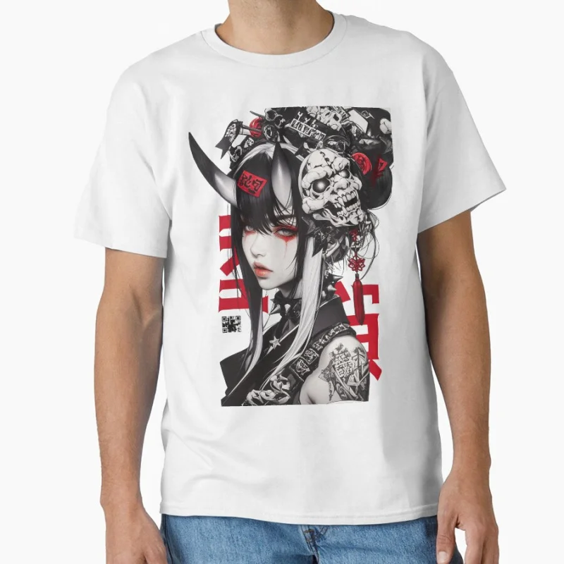 science fiction robot japan traditional art Cyborg Geisha Cyberpunk T-shirt Large size Adult Tops S-6xl