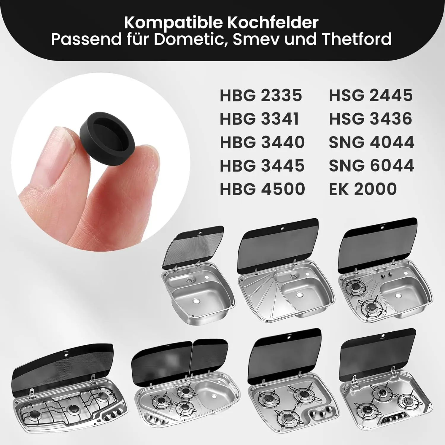 

8Pcs Stoves Holder Rubber Cover Caps For Dometic Smev Thetford Hobs Push On Sink Hob Camper Durable Caravan RV Accessories