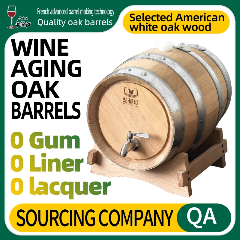 3L Charred Oak Aging Barrel with Stand And SUS Faucet Wooden Whiskey Barrel for Cocktails Bourbon Rum Beer