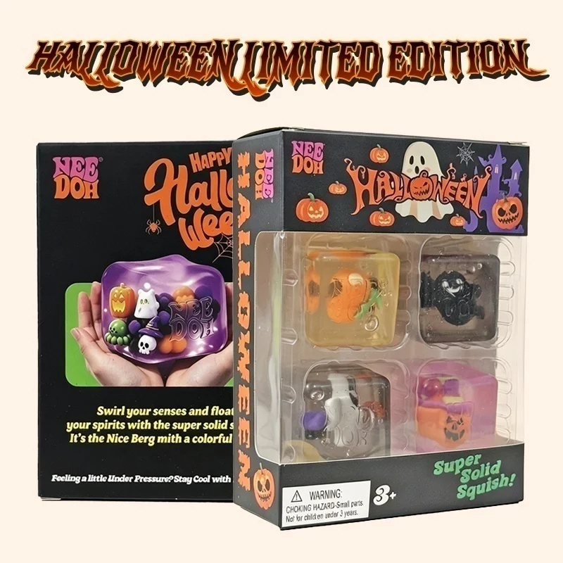 Needoh Nice Cube Halloween Limited Stress Toy Maltose Slow Rise Squeeze Anxiety Relief Fingertip Portable Party Pocket Toy Gift
