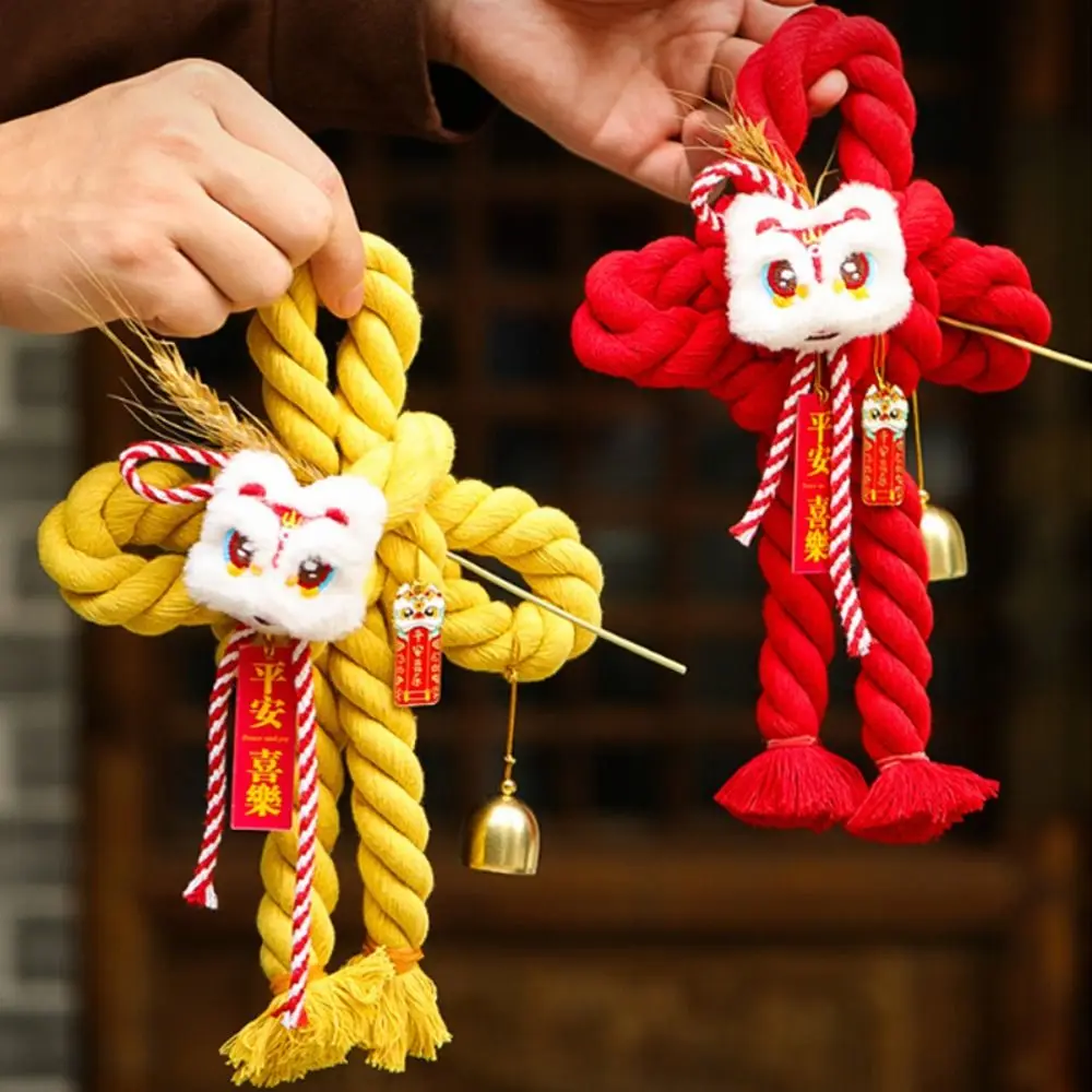 Good Luck Hand-wove Chinese Knot Pendant Red Small Bell Chinese Knot Ornaments Wheat Ear Hanging Pendant Home Decor