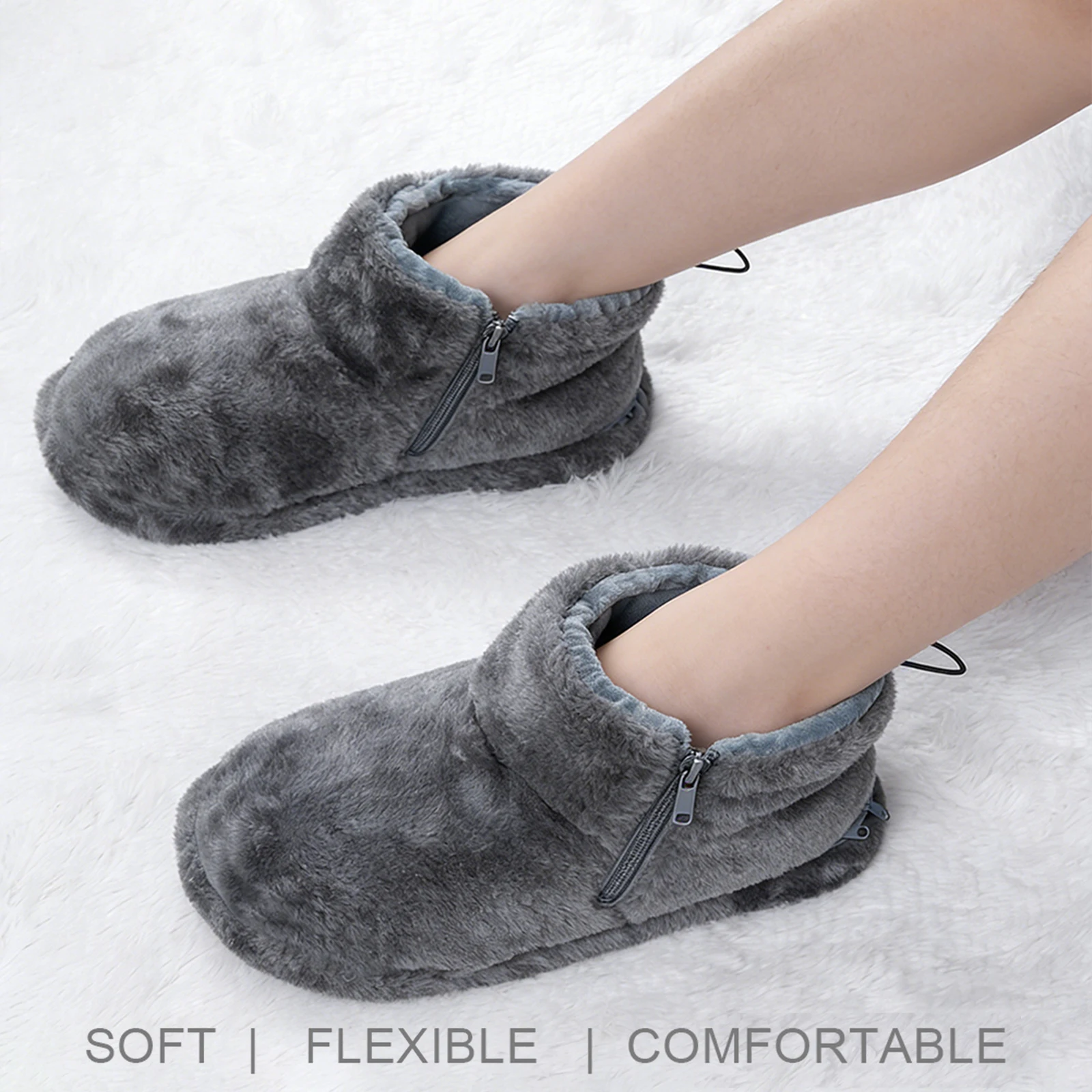 USB Heater Foot Shoes Winter Warm Snow Boots Comfortable Electric Heated Shoes Winter Warming Slipper for Women Men