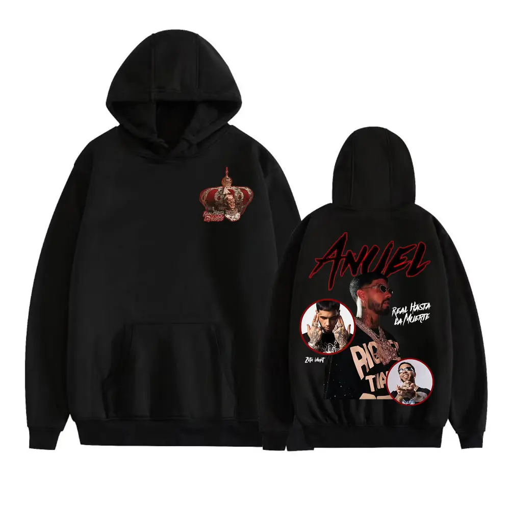 Anuel AA Real Hasta La Muerte Álbum Tour Moletons Roupas Masculinas Hip Hop Punk Harajuku Hoodies Pulôveres Conforto de Alta Qualidade