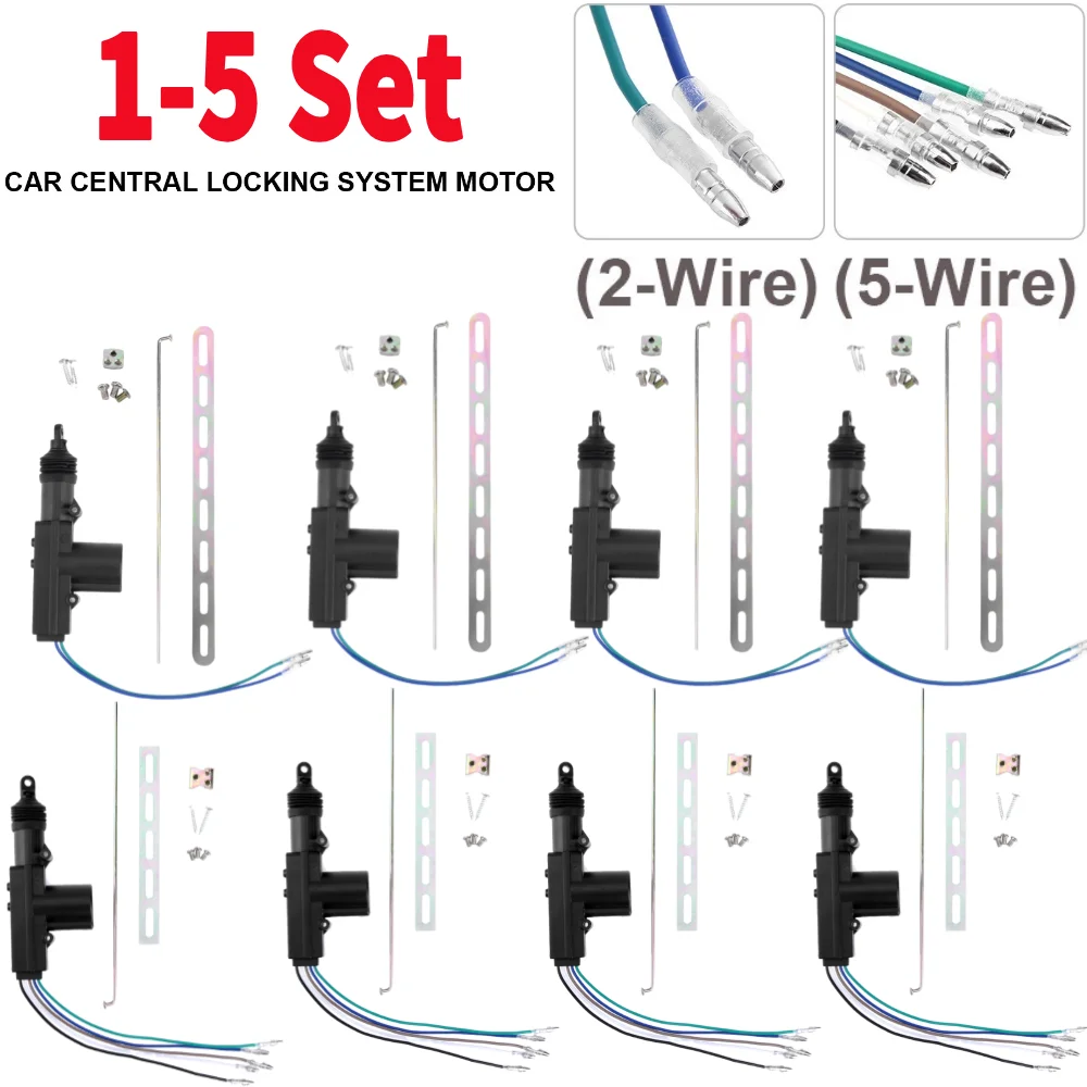 2/5 Wire Universal Car Electric Remote Central Door Lock Actuator Auto 12V Heavy-Duty Power Locking System Single Gun Type Kit