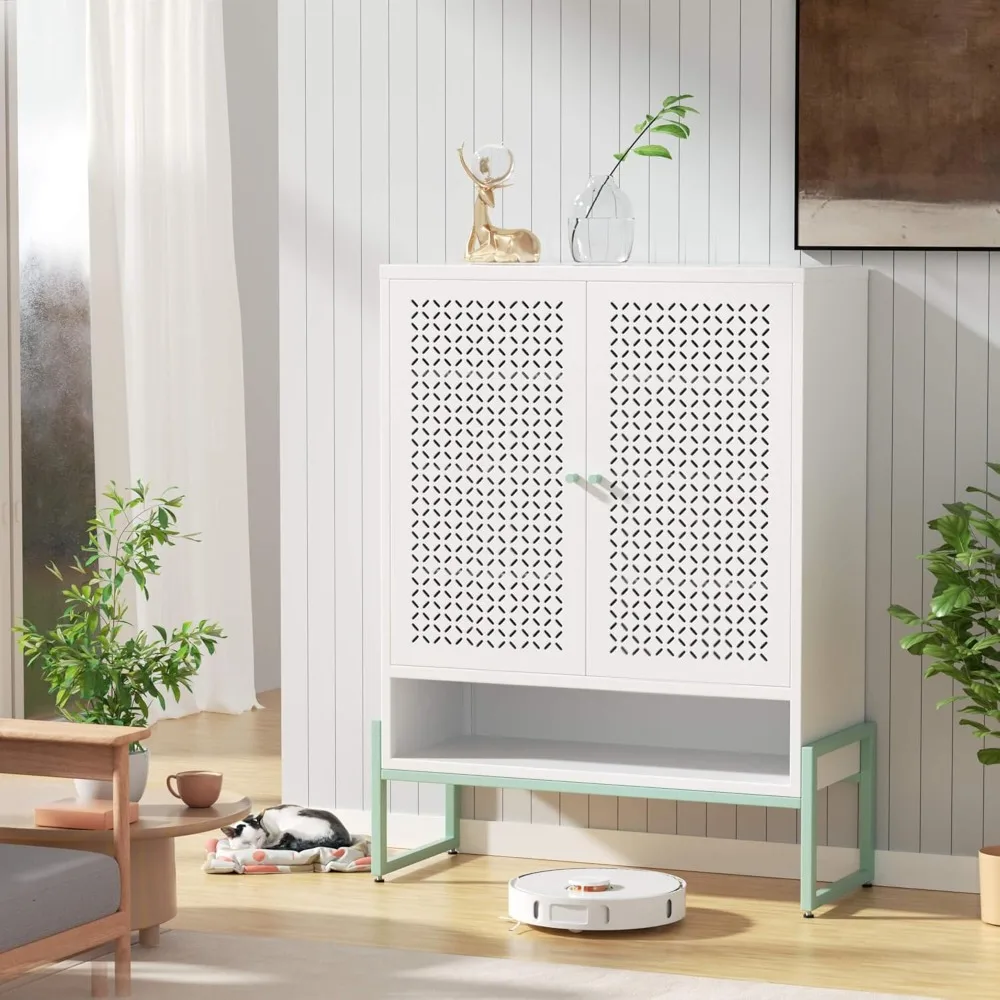 خزانة تخزين الحمام الطويلة، خزانة أحذية معدنية للمدخل مع باب وأرفف قابلة للتعديل لغرفة الغسيل والمخزن والمطبخ