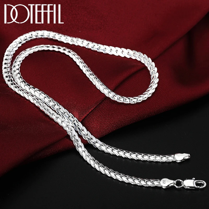Silver Color Chain 6mm Full Sideways Necklace For Women Men Party Gift Fashion Engagement Wedding Jewelry