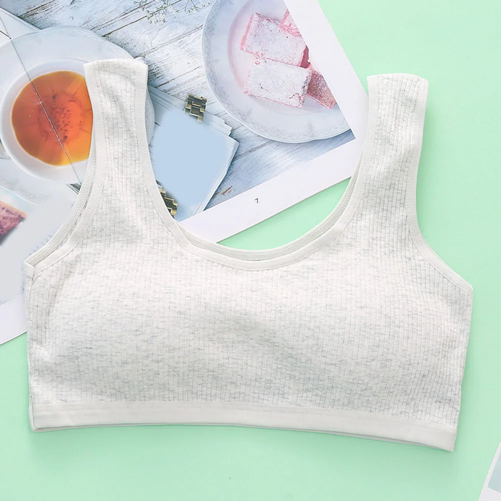 Women cotton vest bra with chest pad solid color corset elastic fit short style casual wearable for all seasons