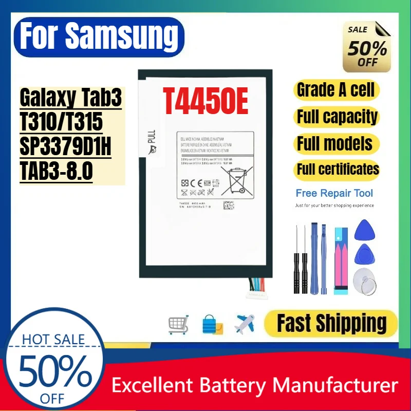 0 Cycle T4450E SP3379D1H Battery for Samsung Galaxy Tab 3 8.0 T310 T315 Tablet Replacement Lithium Polymer Grade A Cell & Tools