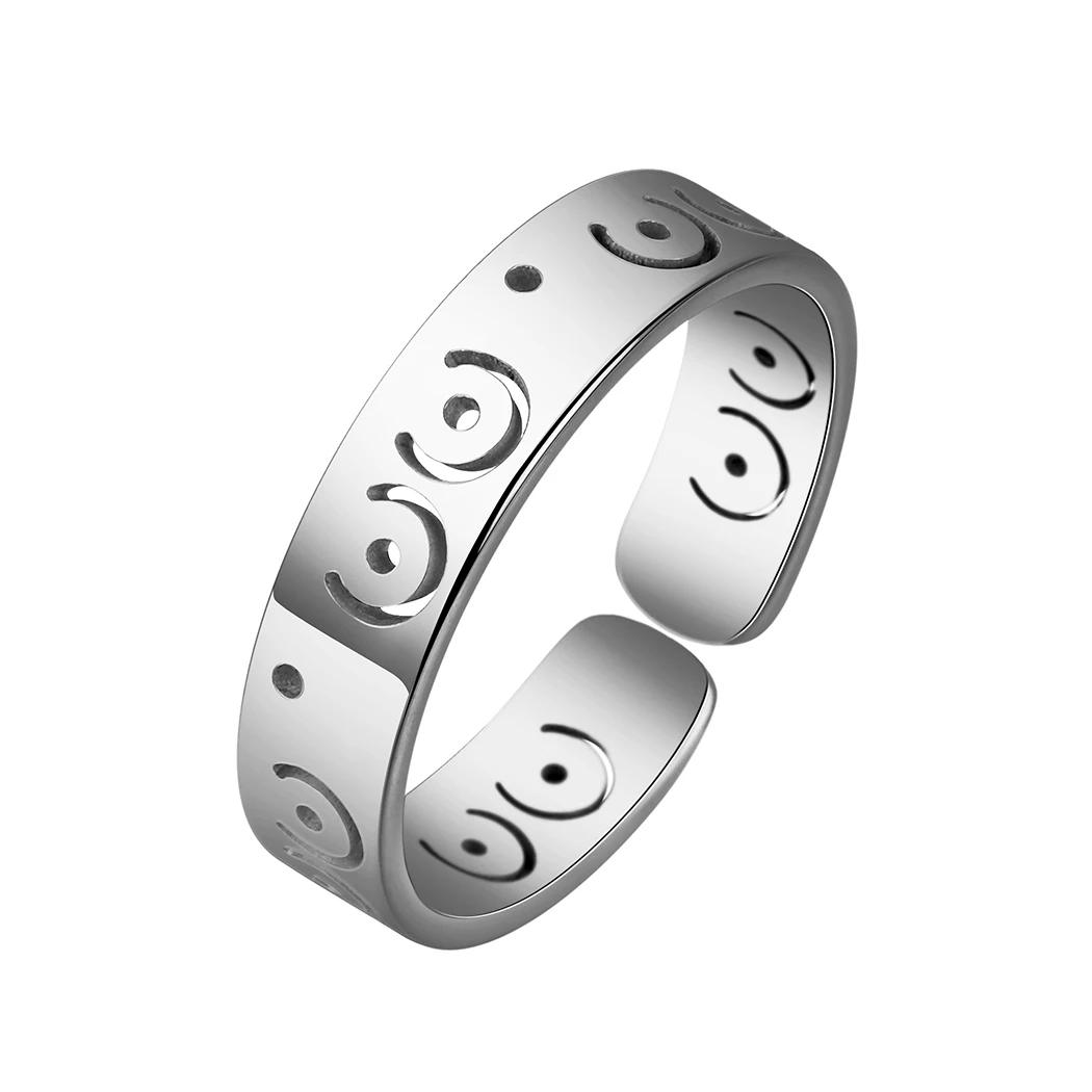 Kinitial April Stainless Steel Hand Sign Ring - \