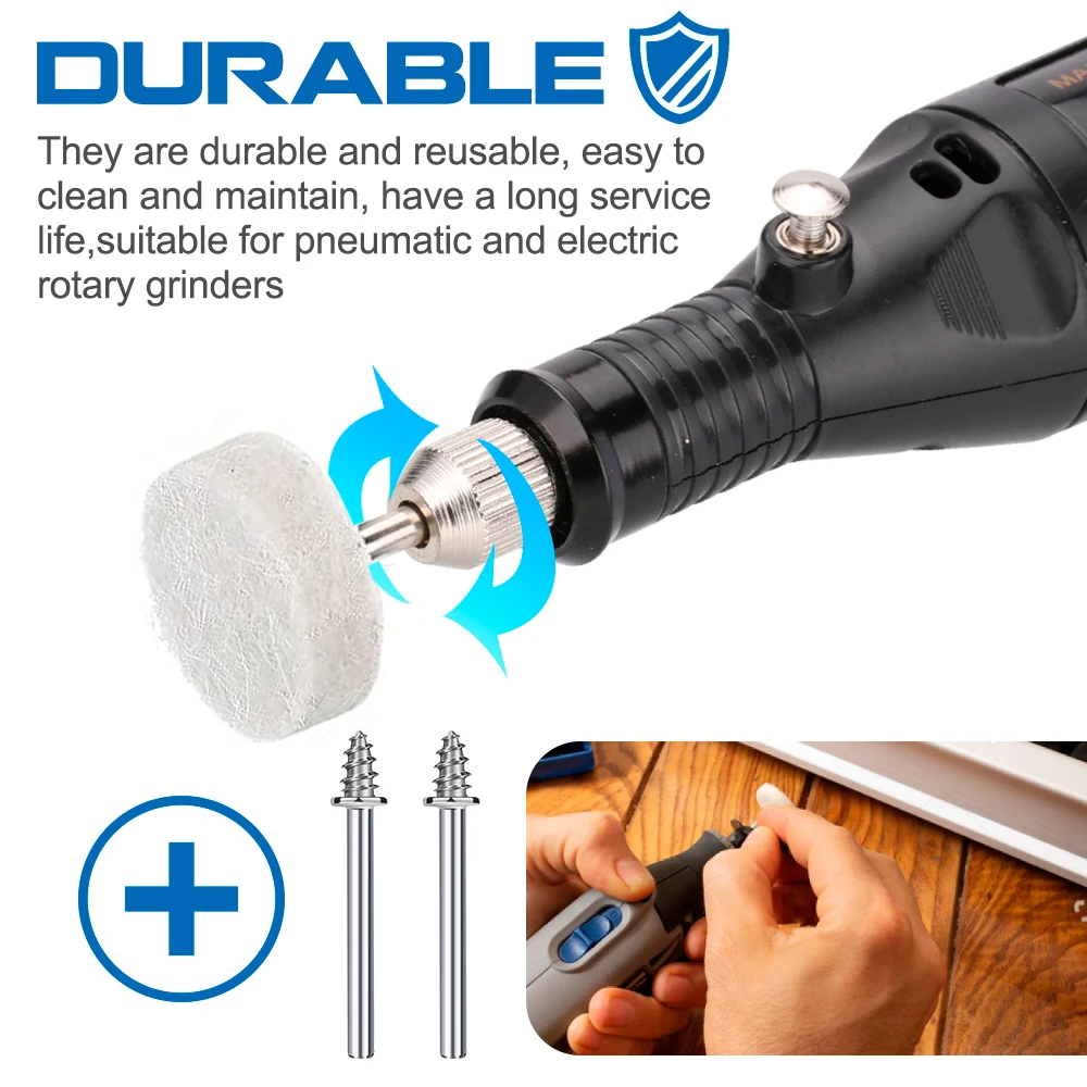 CMCP 52/105 قطعة ورأى الصوف تلميع عجلات التلميع 13/25x7 مللي متر عجلة مستديرة طحن الوسادة 3.175 مللي متر عرقوب لأداة الحفر الدوارة دريمل