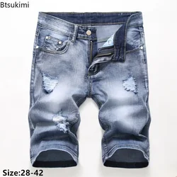 Summer New Men's Jeans Trend Retro Men Denim Shorts Stretch Slim Hip Hop Classic Hole Short Style Jeans for Male Big Size 28-42