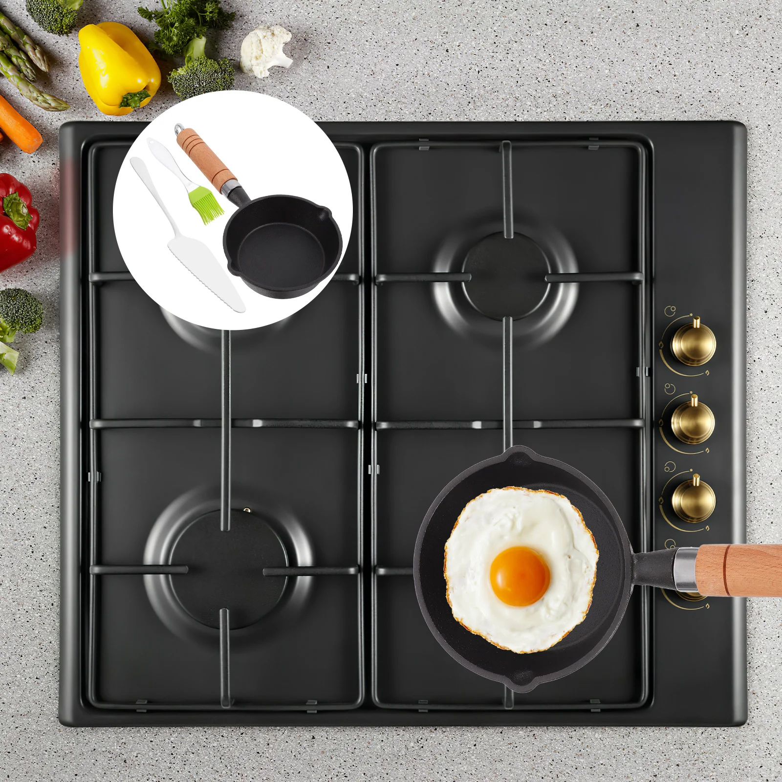 

Frying Pan Non Stick Omelet Cast Iron Muffin Cooking Utensils Small for Eggs Mini Pans