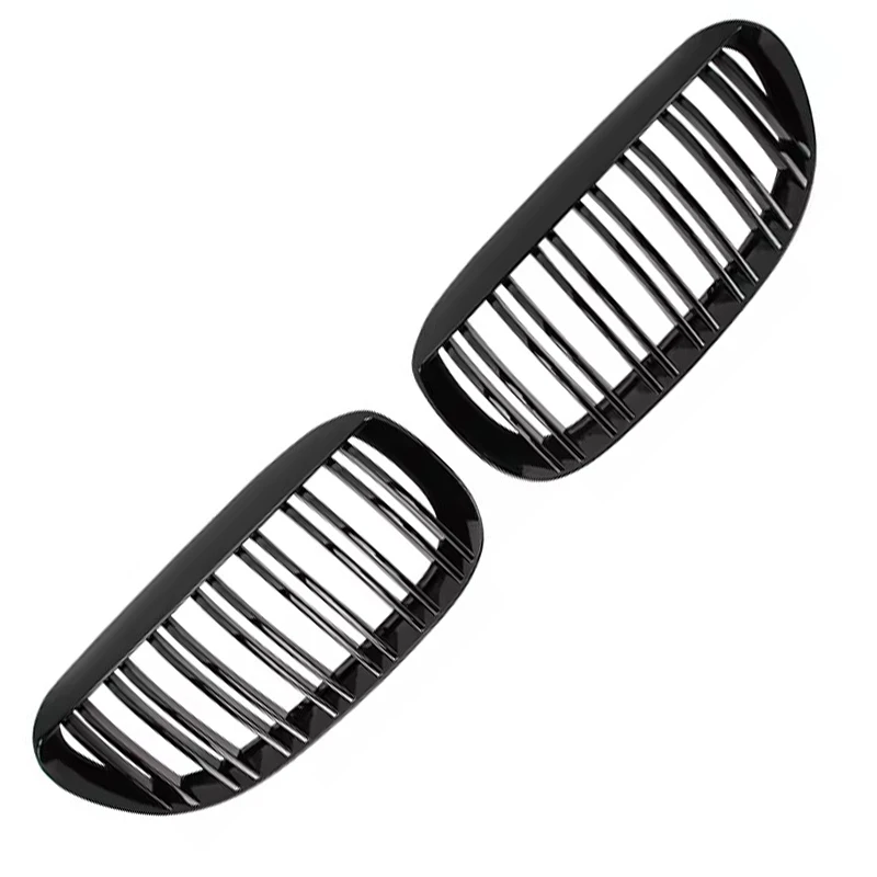 Pulleco Car Front Bumper Kidney Grill Gloss Black Double Slat Grille For BMW 6 Series M6 E63 E64 630i 650i 645ci 2004-2010 ABS