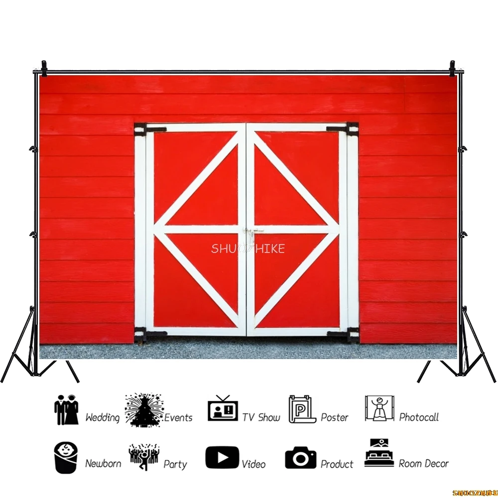 Красный, розовый, деревенский фон для двери сарая, западная деревня, фермерский дом, деревянная дверь, фон для фотосъемки на день рождения, фотостудия