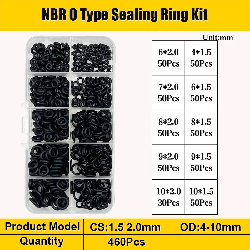 NBR O-Ring Nitrilkautschuk Schwarz O-Ring Öl Verschleißfeste wasserdichte Dichtung Wasserhahn Rohr Auto Sanitär Pneumatische O-Ring Kit – Detail 16