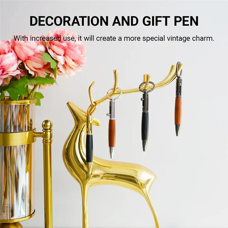 

Мини-ручка с болтом (6 шт.), дорожный карманный брелок, короткая компактная тактильная деревянная шариковая ручка с 5 сменными стержнями-AS97