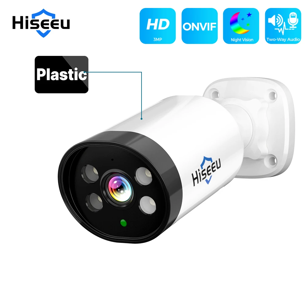 Hiseeu-cámara IP de vigilancia para el hogar, sistema de seguridad NVR POE, impermeable, visión nocturna al aire libre, 3MP, H.265