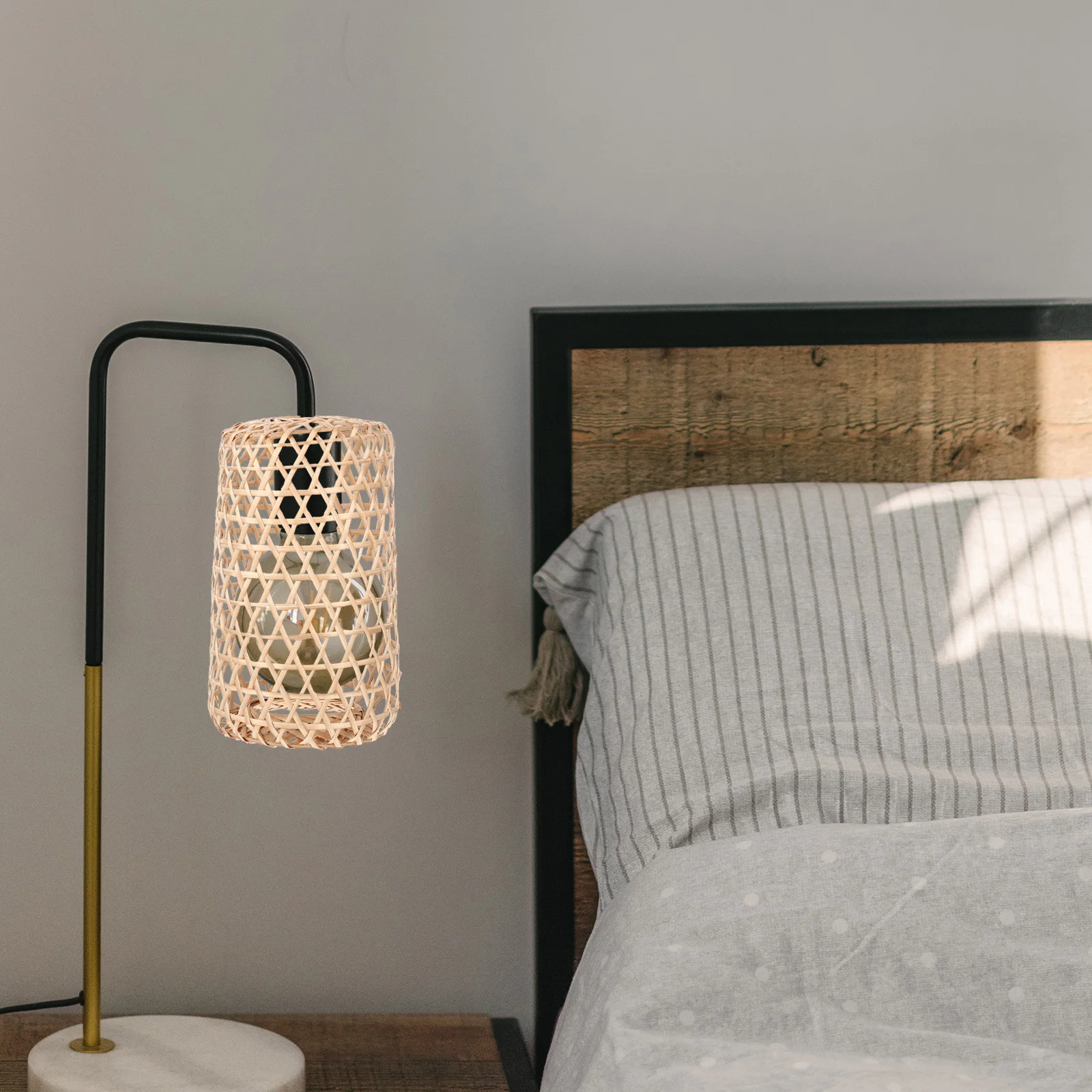 

Vintage Style Woven Cover Handmade Ceiling Basket Hotel Covers Simple Lampshade High Grade Material Strong Durable Easy Install