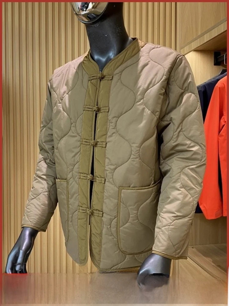 

Новая зимняя мужская хлопковая куртка с пуговицами, теплая хлопковая трендовая хлопковая трендовая свободная посадка без капюшона